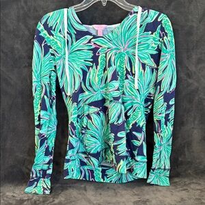 Lilly Pulitzer Vibrant Floral Sweatshirt/Hoodie - Blue and Green